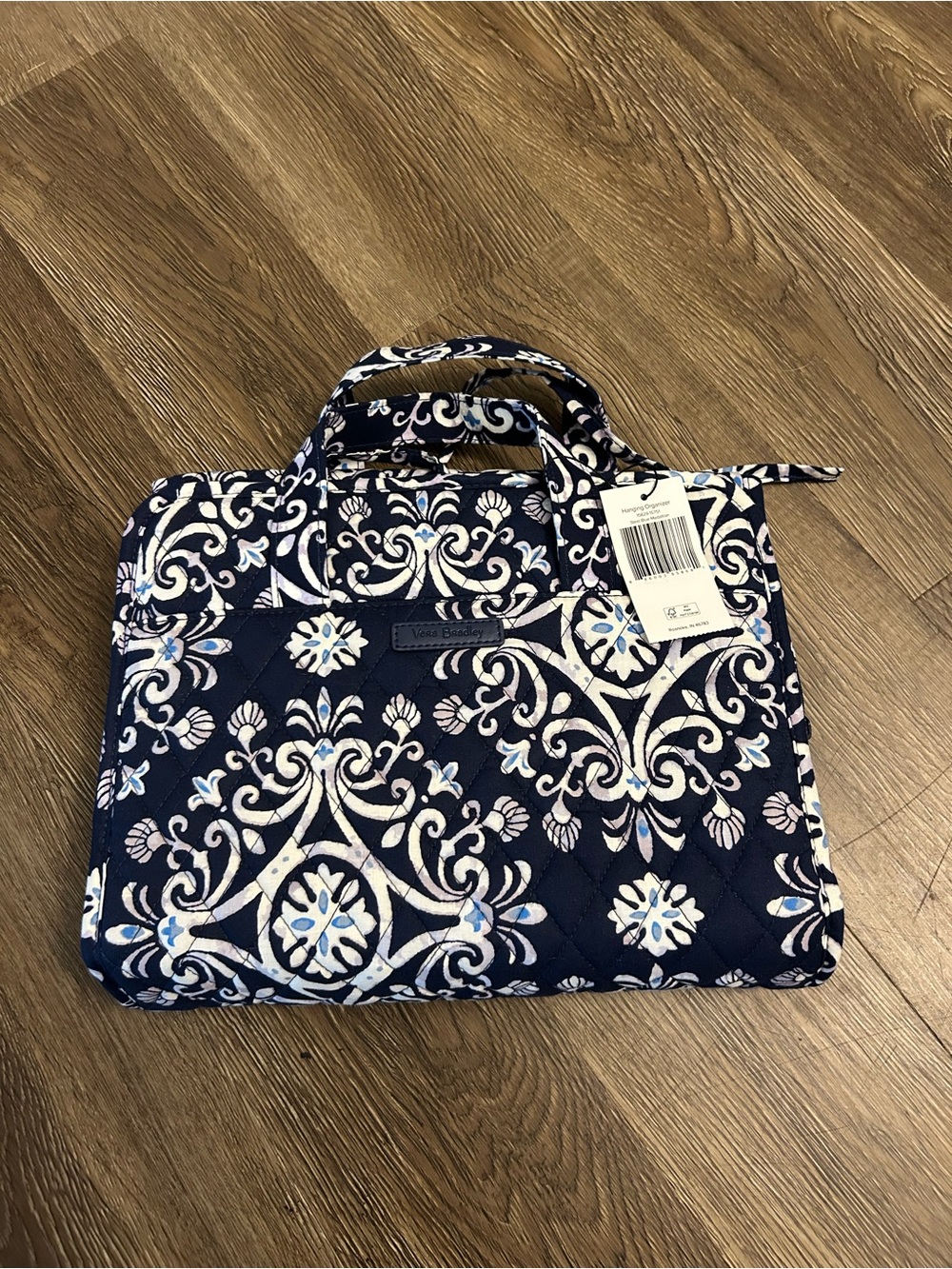 Vera Bradley Navy Quilted Floral Hanging Travel Bag